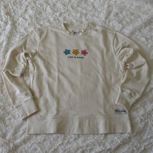 Life is Good Women's 3 Daisies Simply True Crew graphic sweatshirt - Cream - M